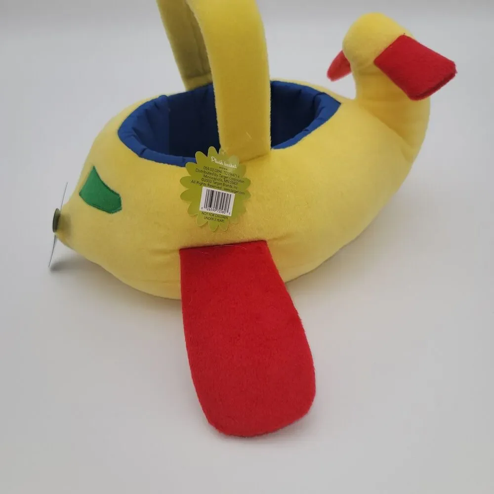 Vintage 90’s Colorful Kids 13” Inch Airplane Plush Easter Basket, New With Tag